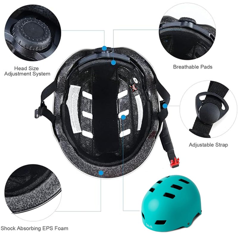 Bavilk Bike Helmet 3 Sizes for Teenager Kids Youth Adults,Bavilk Skateboard Helmet Adjustable Multi-Sport Bicycle Cycling Scooter Roller Skate Inline Skating Rollerblading for Girls Boys Women Men Teen - Image 4